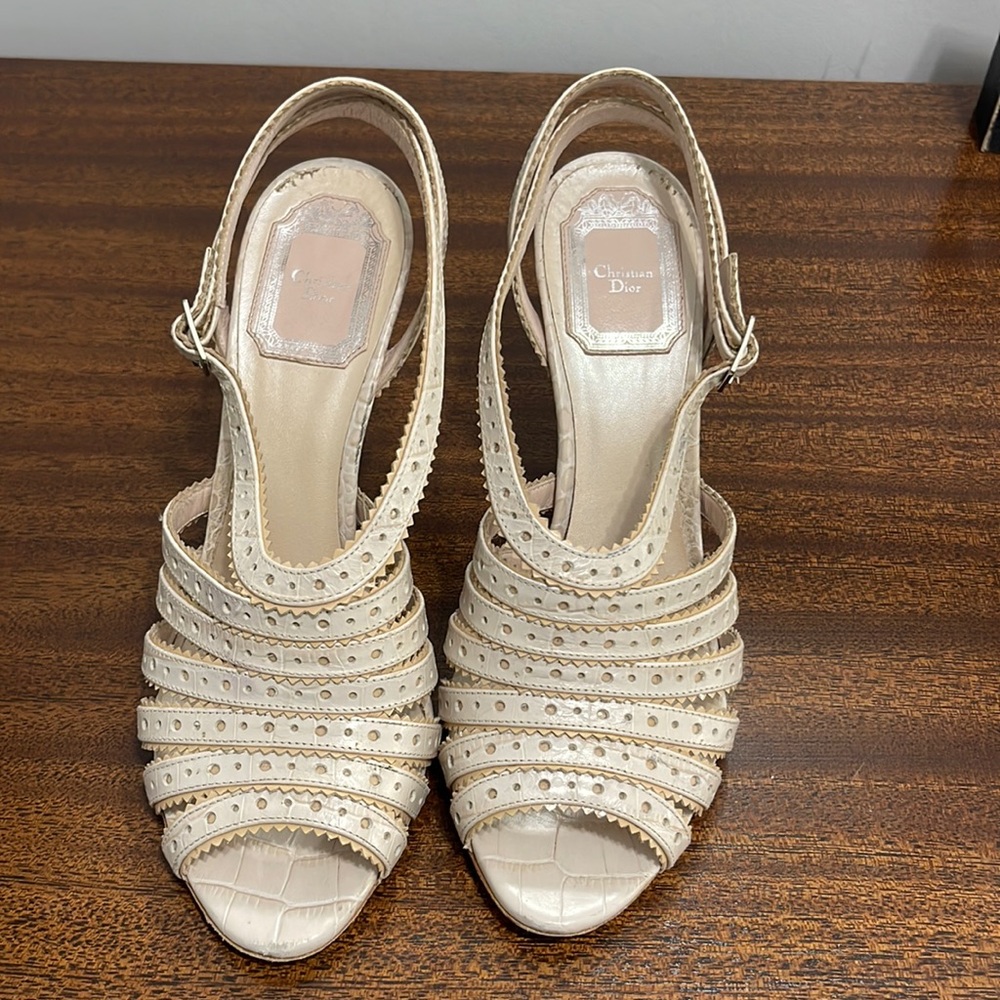 Christian Dior open toe heels, size 6.5 (37)
